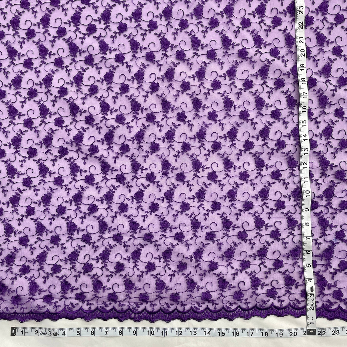 1 Yard Purple Lace Fabric Embroidered on Polyester Net Mesh Elegant 54 Inch Width