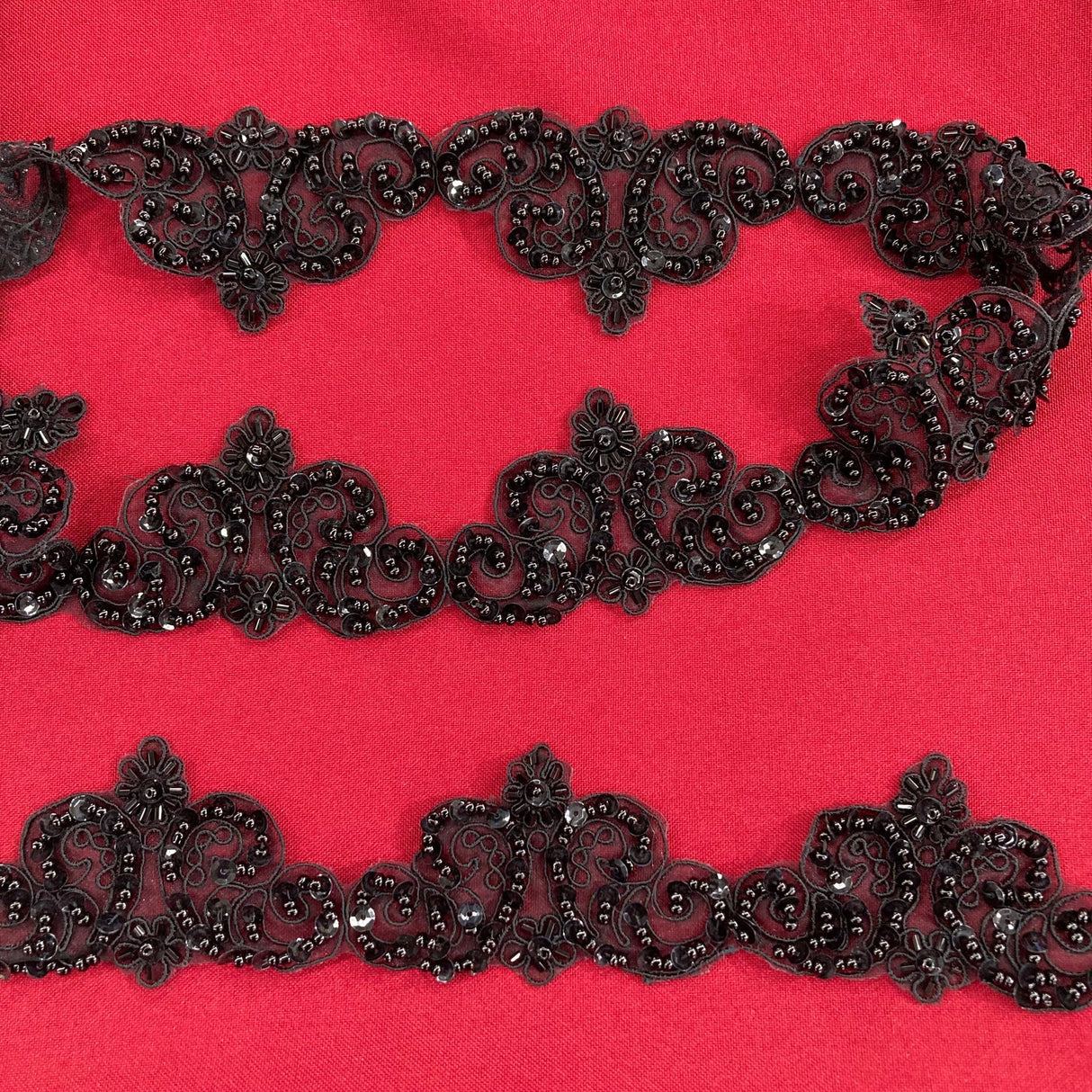 1 Yard Beaded Corded Lace Trim 2" Wide Embroidered Organza for Dresses & Gowns