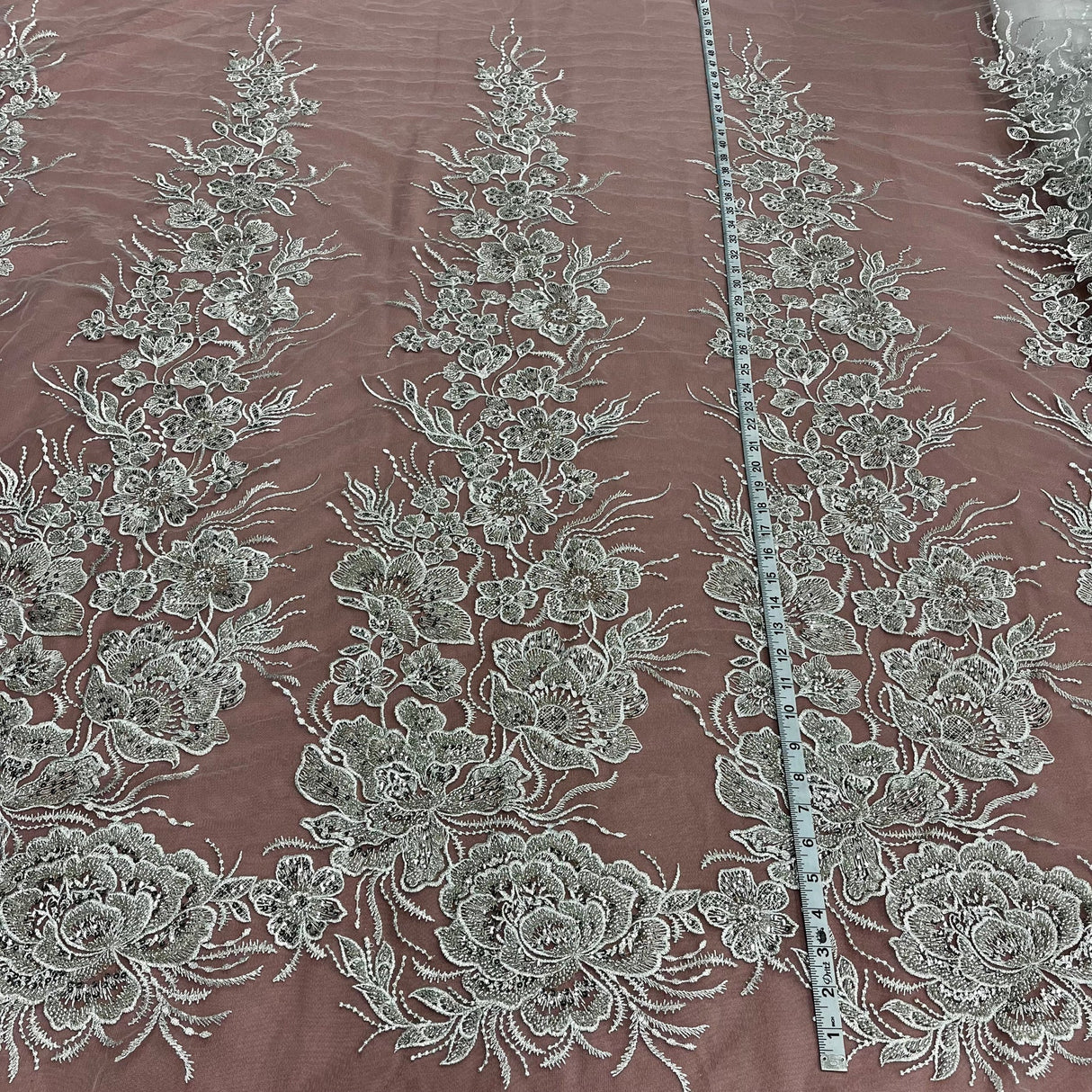 1 Yard Radiant Gold Beaded Lace Fabric Embroidered on Polyester Net Mesh 52 inch Width