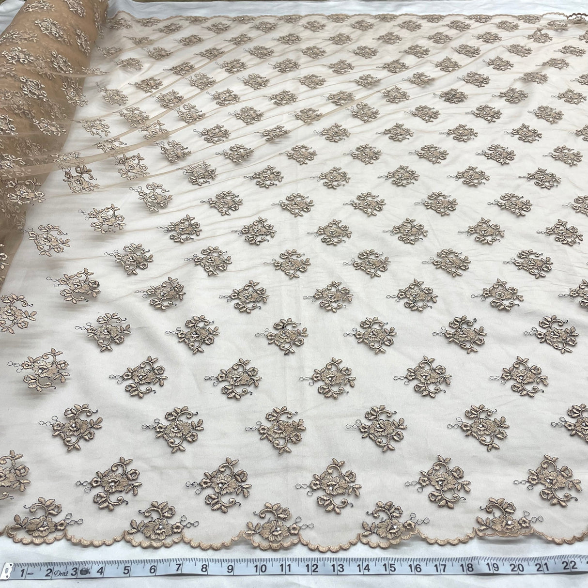 1 Yard Black Lilac Beaded Lace Fabric Embroidered on Polyester Net Mesh Elegant 52 Inch Width