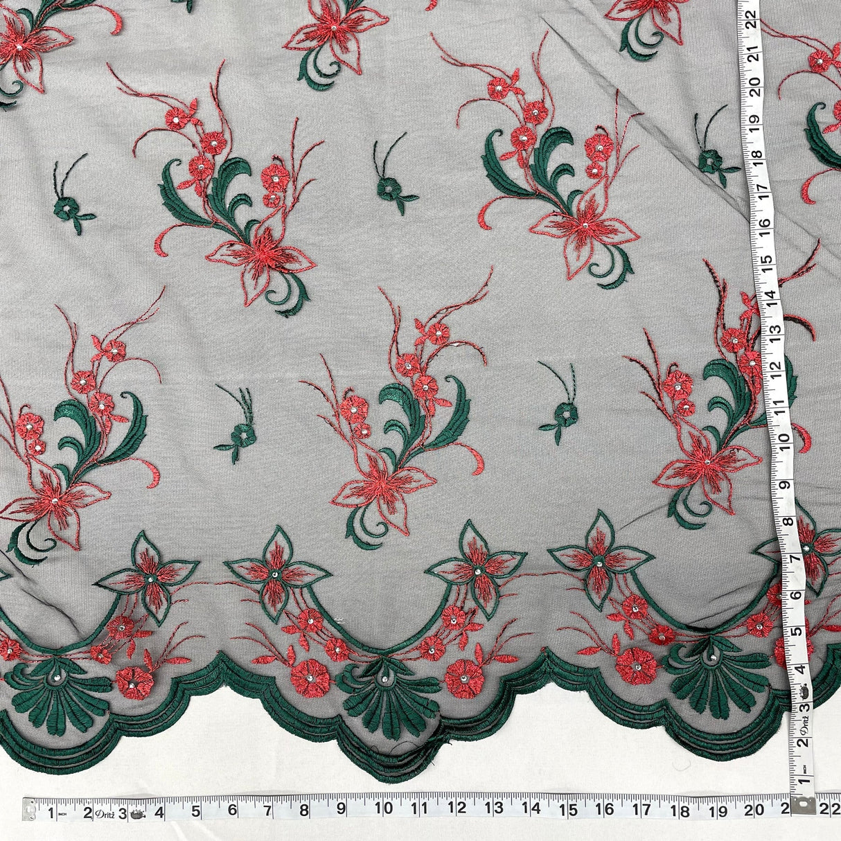 1 Yard Light Blue Beaded Lace Fabric Embroidered on Polyester Net Mesh Elegant 51 Inch Width