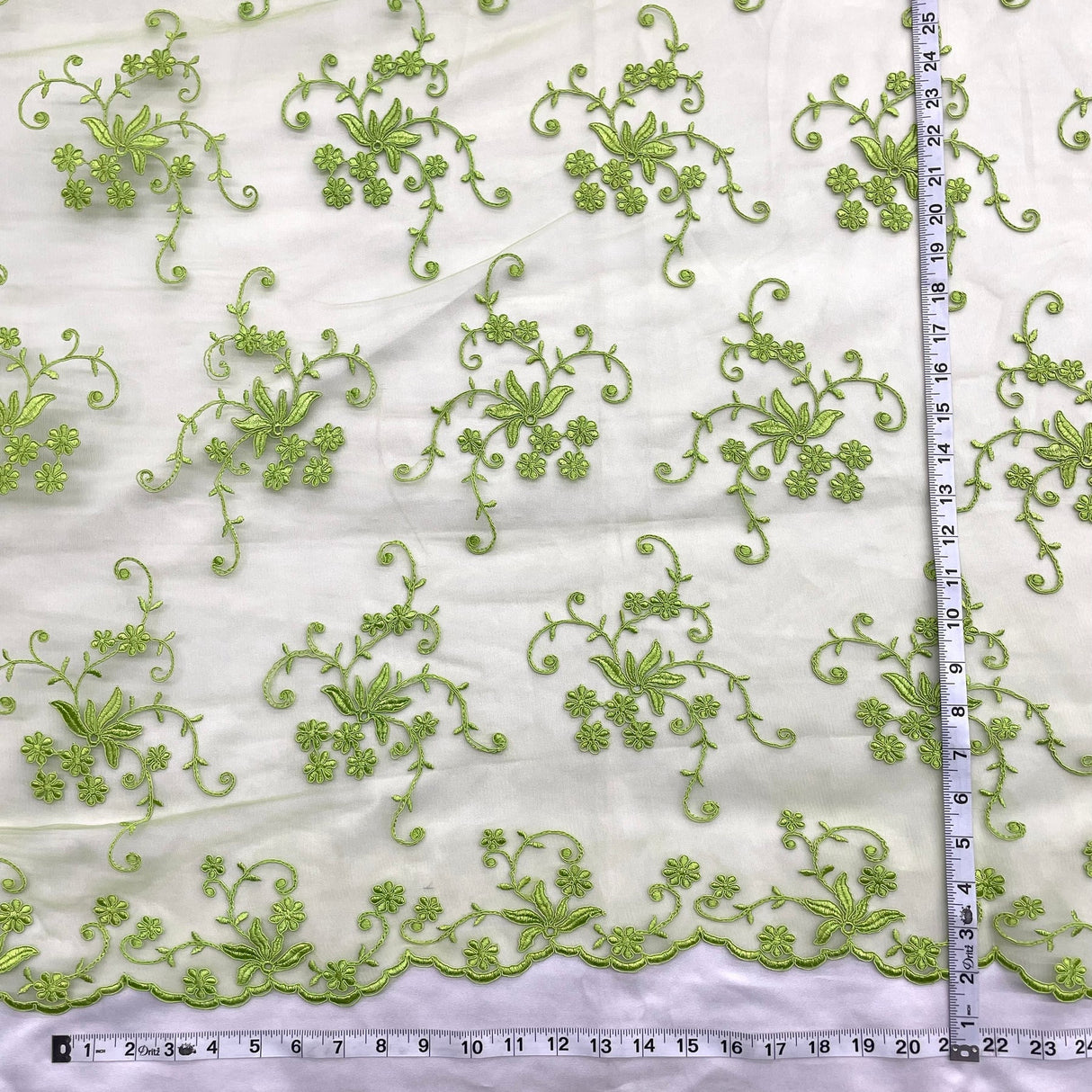 1 Yard Corded Bridal Lace Fabric Embroidered Elegant Net Mesh Wedding Dress 54" Width