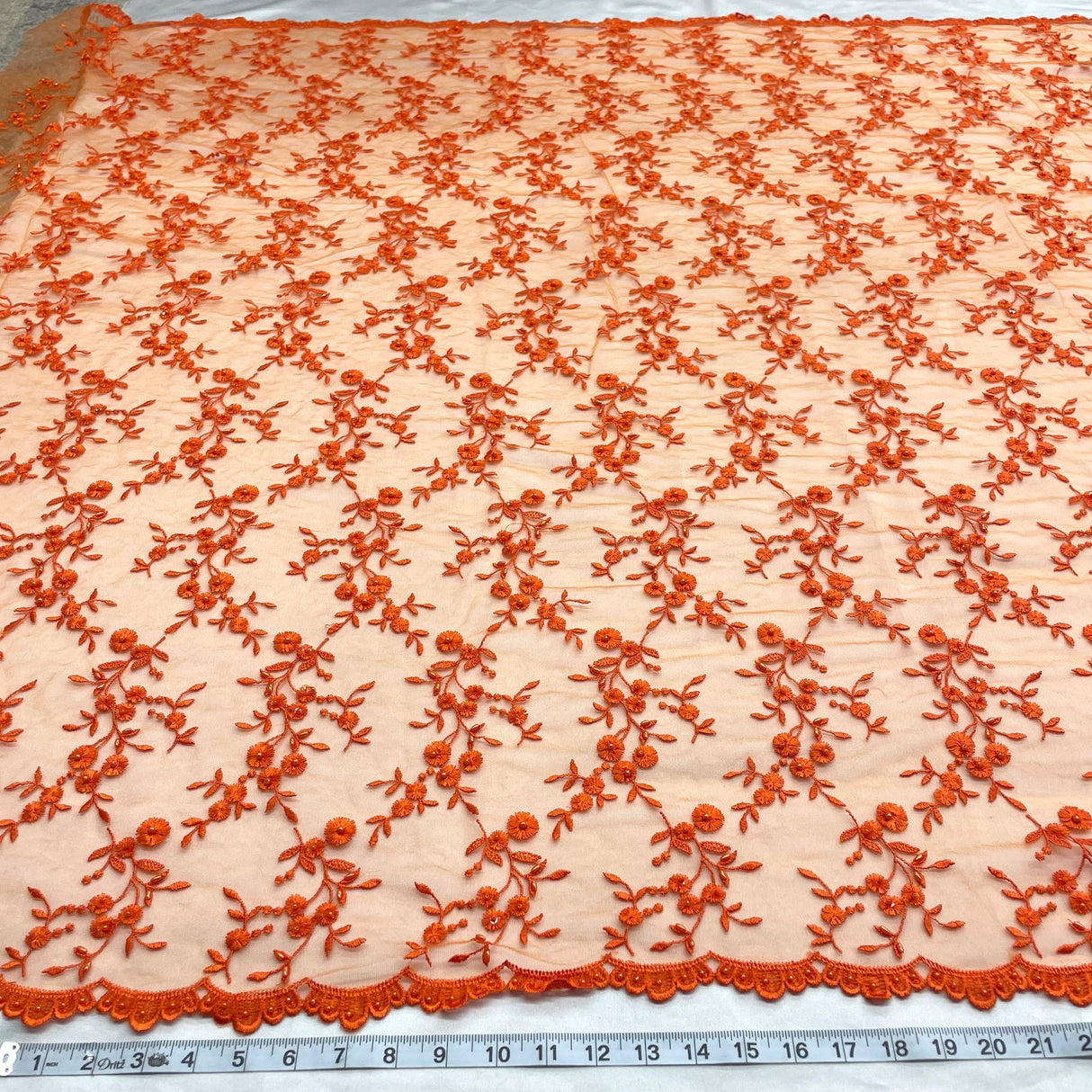 1 Yard Beaded Lace Fabric Embroidered Pearl Sequin Bridal Mesh Wedding Dress 54" Width