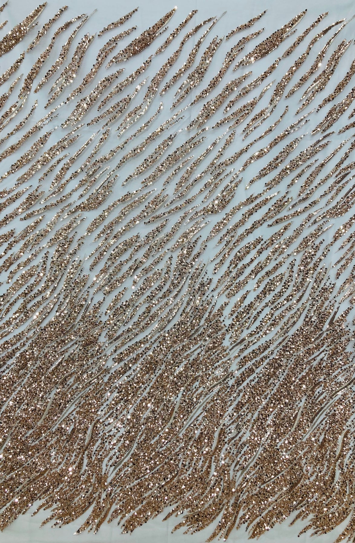 1 Yard Beaded & Sequined Embroidered Lace Fabric on Polyester Mesh, 52" Wide