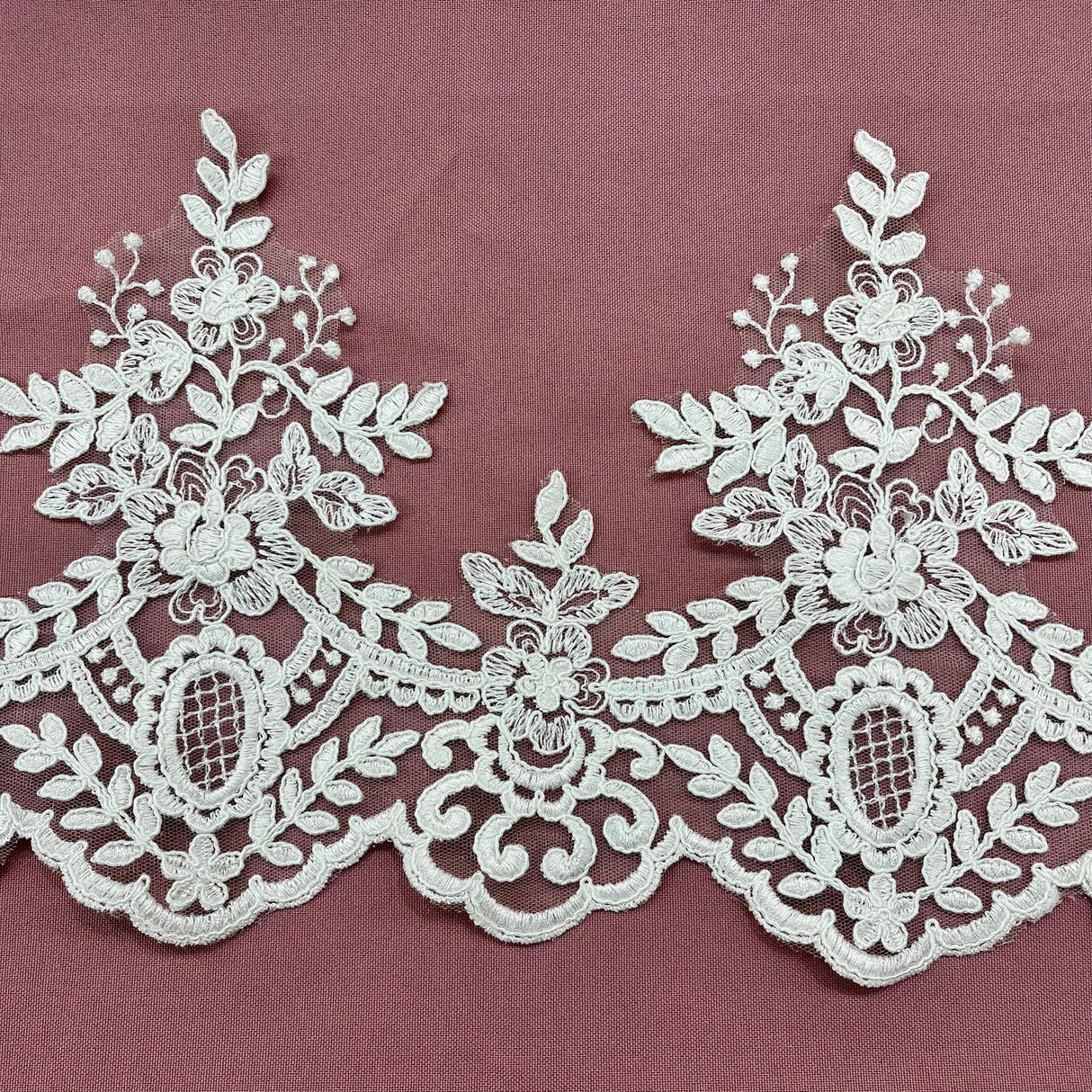 1 Yard Elegant Corded Lace Trimming Embroidered on 100% Polyester Net Mesh for Bridal and Evening Dresses 8 Inch Width