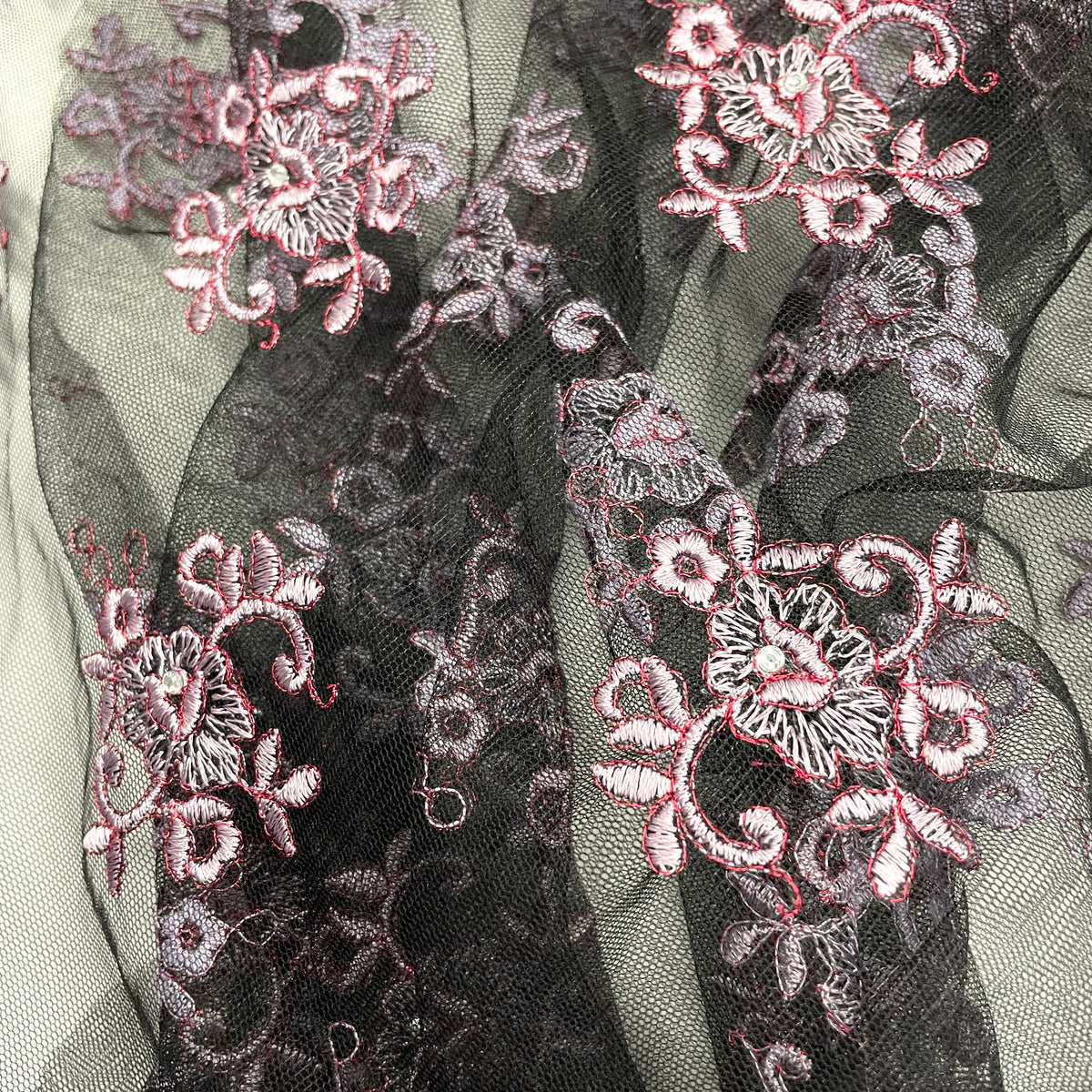 1 Yard Elegant Beaded Lace Fabric with Embroidery on 100% Polyester Mesh, Style 42093W-BP