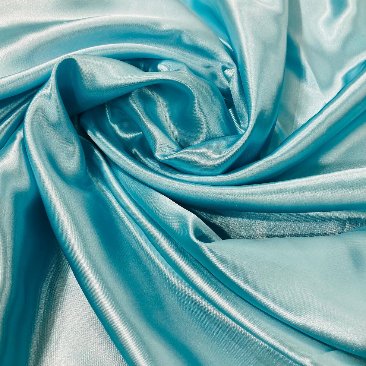 1 Yard Charmeuse Medium Satin Lining Fabric Aqua Blue 60"