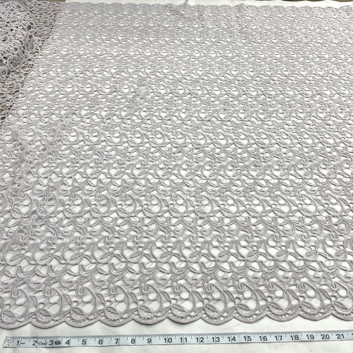 1 Yard Embroidered Guipure Lace Fabric on 100% Polyester Net Mesh, Blush Color