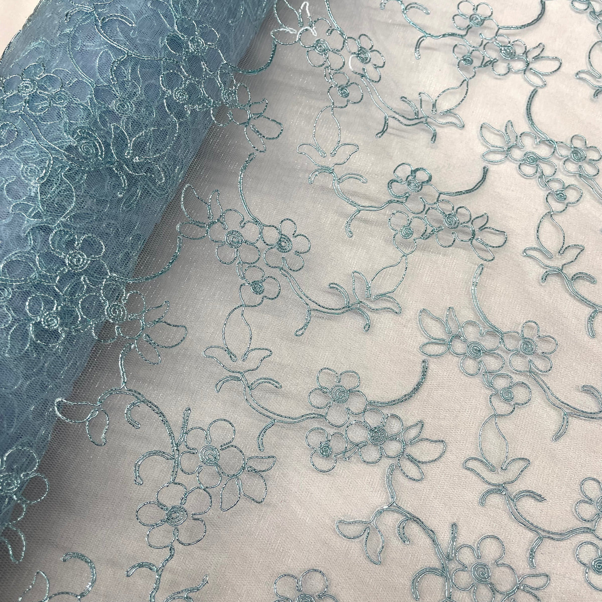 1 Yard Corded Bridal Lace Fabric, Embroidered 100% Polyester Net Mesh for Wedding Dresses