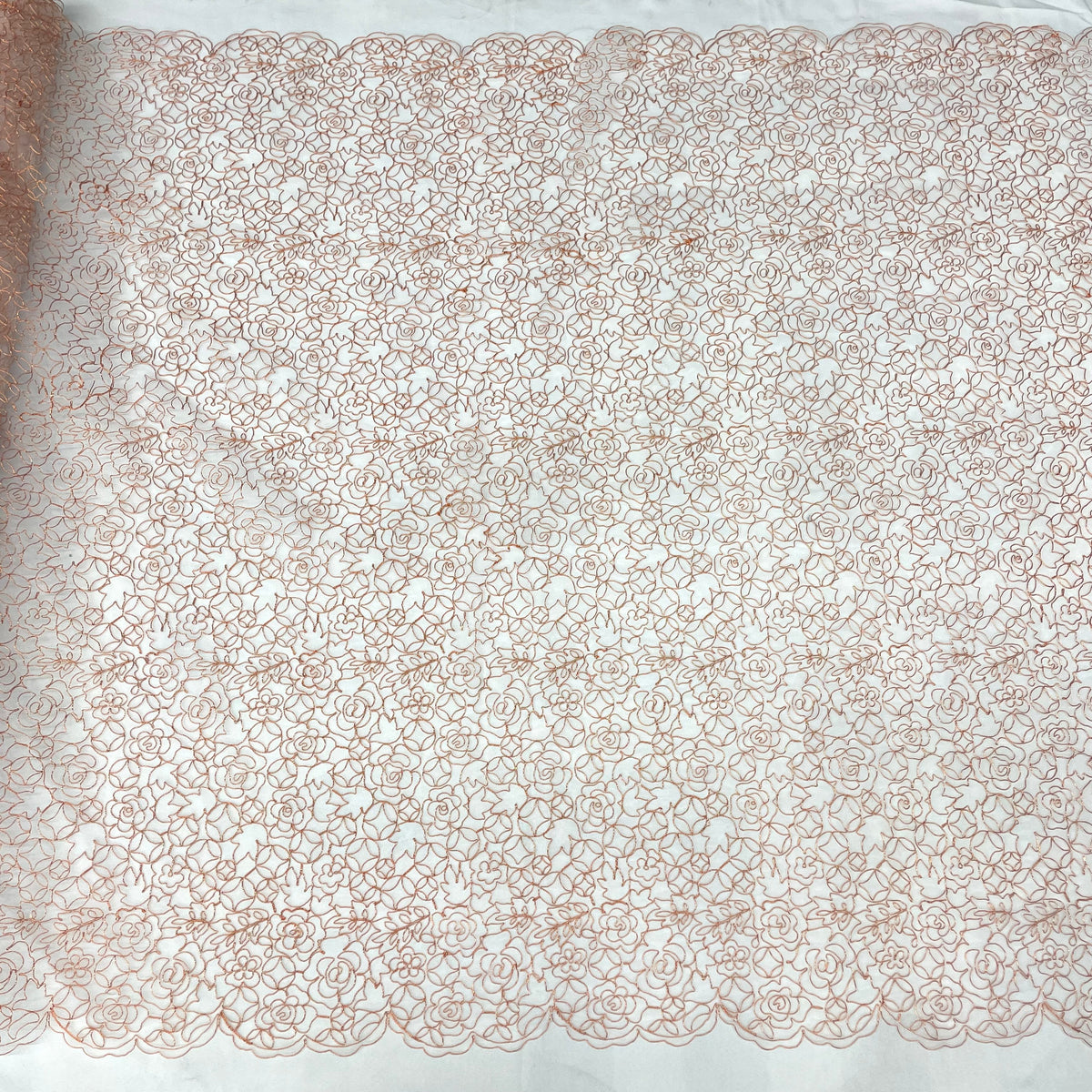 1 Yard Beaded & Corded Lace Trimming on 100% Polyester Net, Elegant Embroidered Lace Fabric