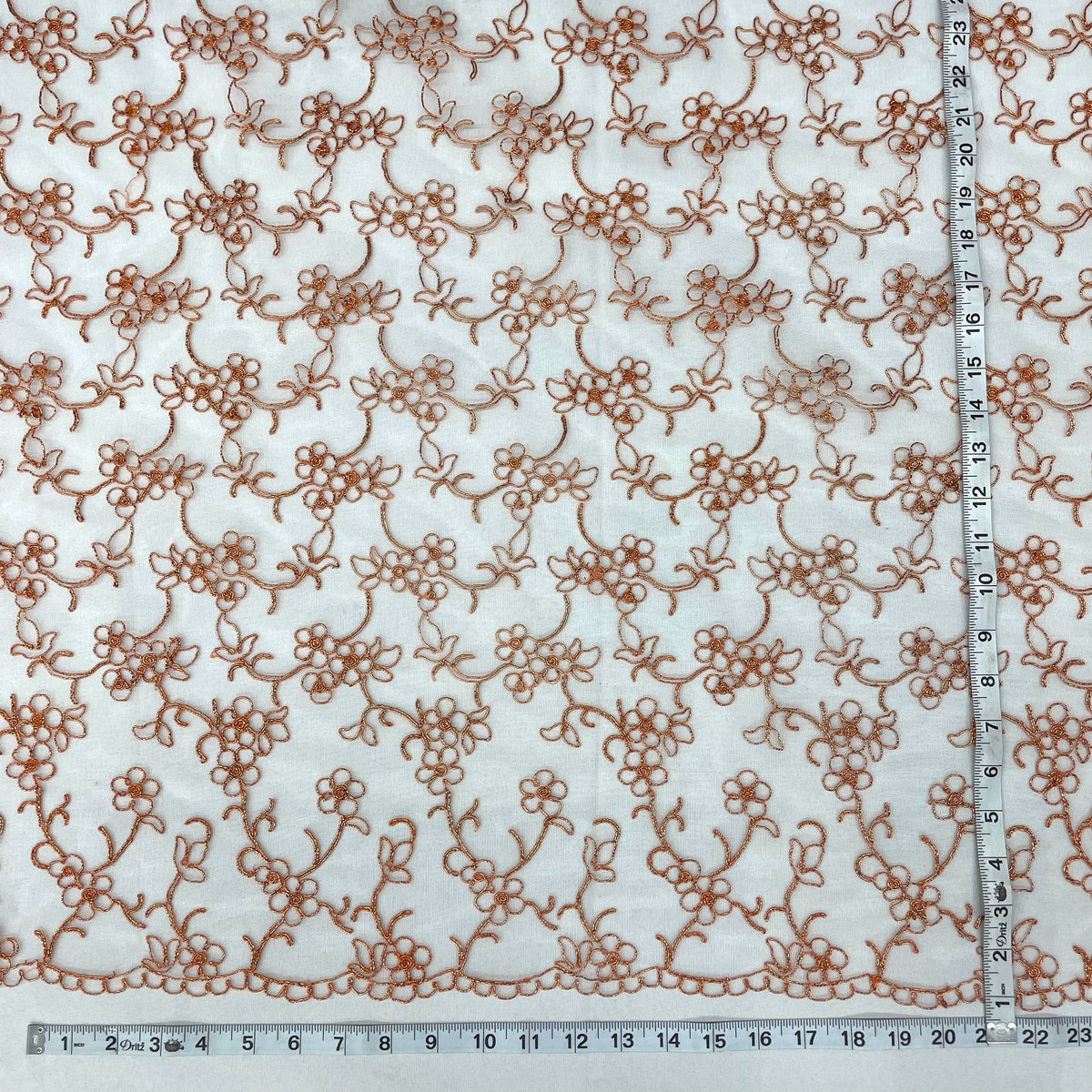 1 Yard Corded Bridal Lace Fabric, Embroidered 100% Polyester Net Mesh for Wedding Dresses