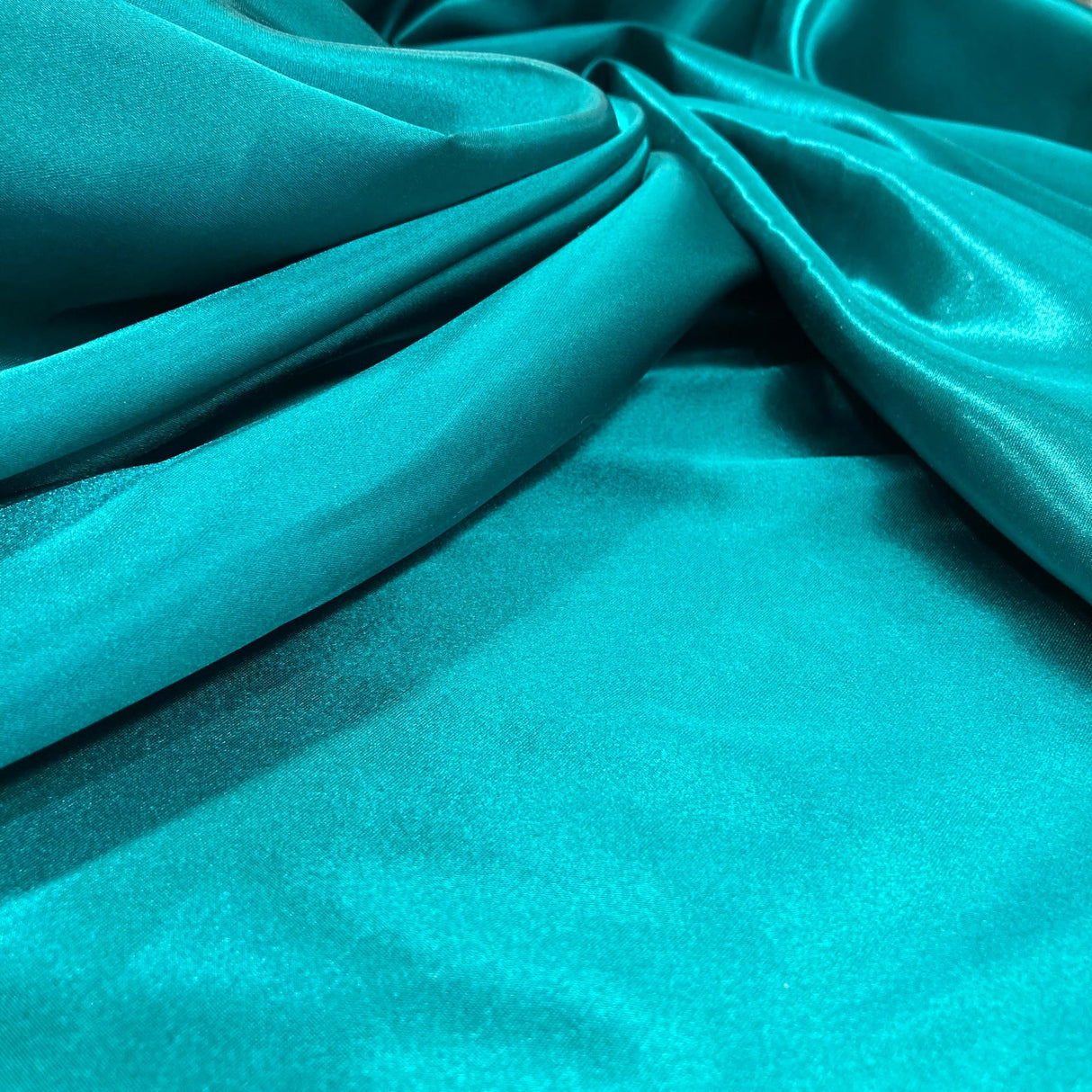 1 Yard Aqua Blue 60" Charmeuse Medium Satin Lining Fabric