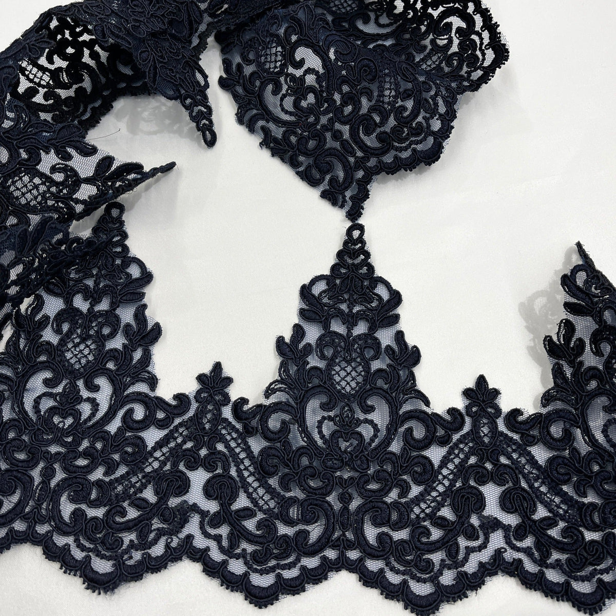 1 Yard 3D Floral Lace Trimming Embroidered on 100% Polyester Net Mesh, Elegant Decorative Lace Trim