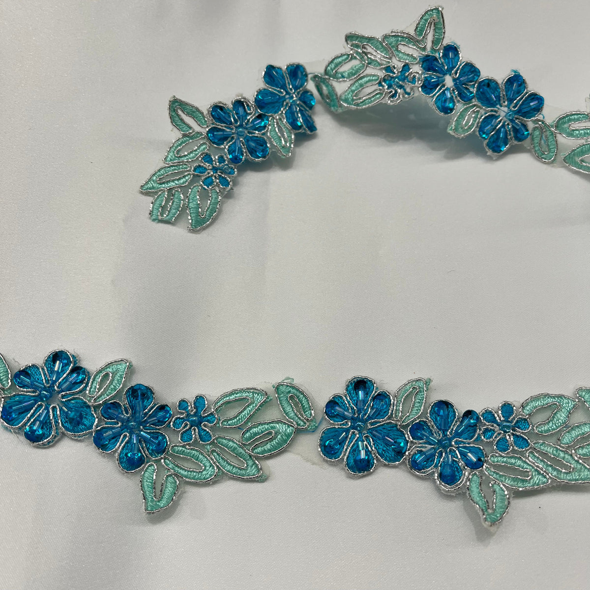 1 Yard Elegant Corded Bridal Lace Fabric, Embroidered on Soft 100% Polyester Net Mesh, Style 96028W