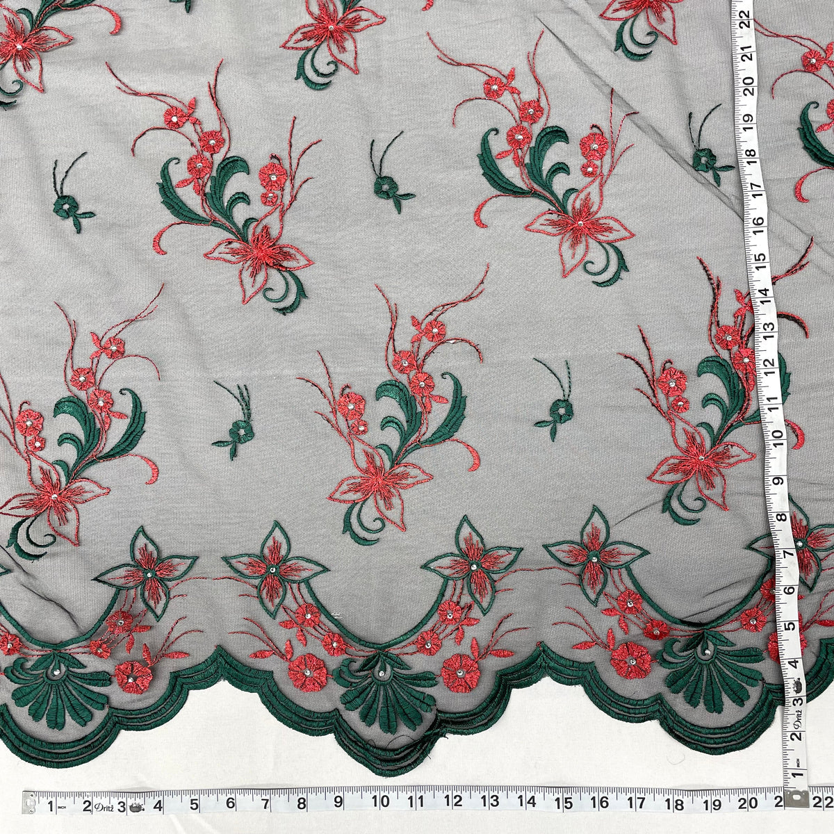 1 Yard Beaded Lace Fabric Embroidered on 100% Polyester Net Mesh 51" Wide