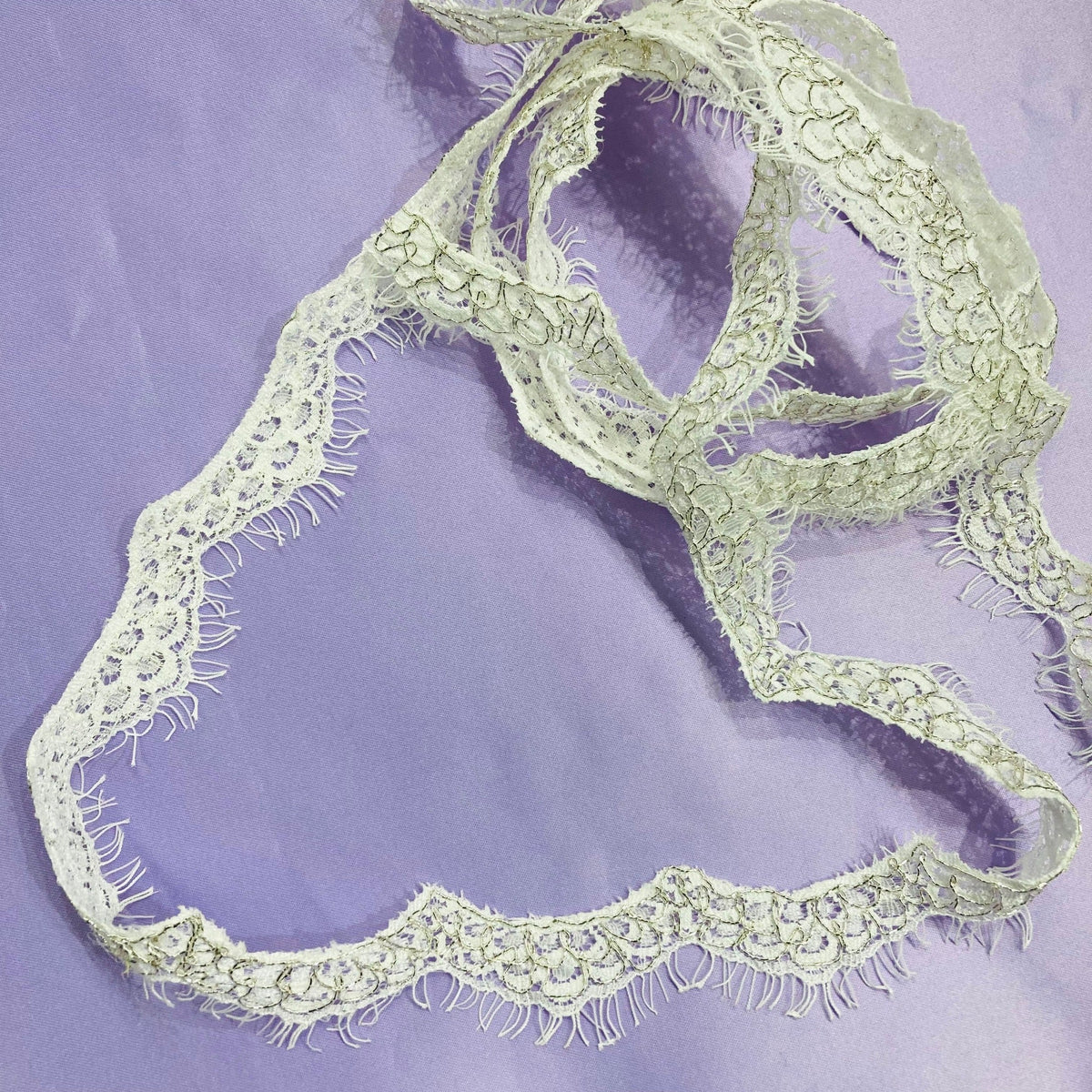 1 Yard Corded Eyelash Lace Trimming 1" Wide Embroidered on 100% Polyester Net Mesh