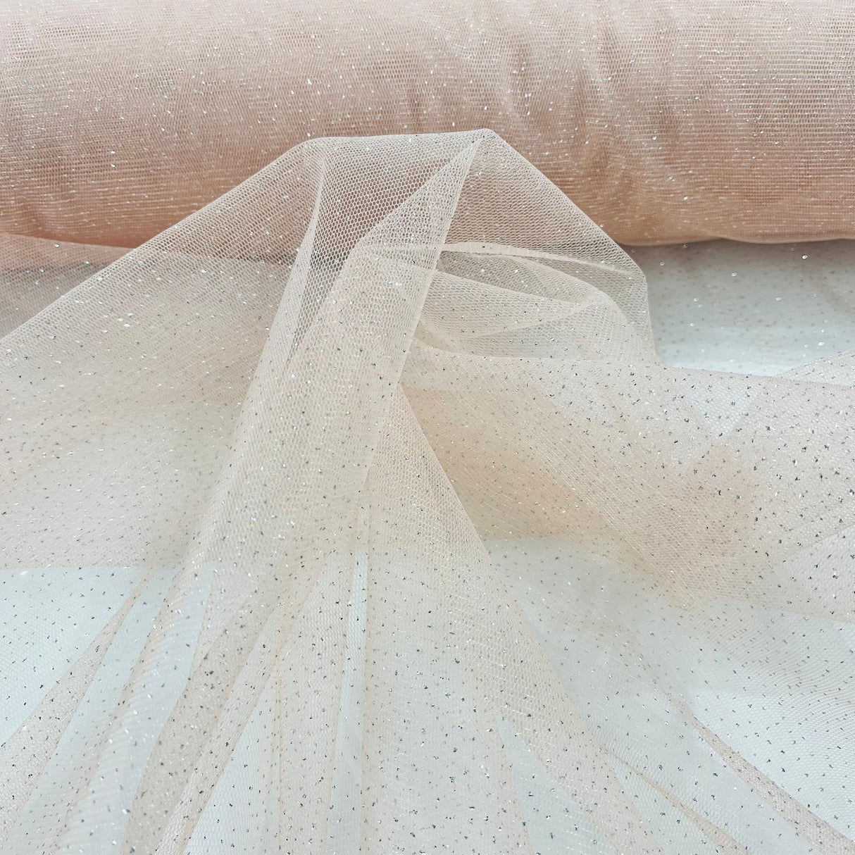 1 Yard Glitter Mesh Fabric | 60" Width | 100% Polyester | Sheer Sparkle for Dresses & Décor