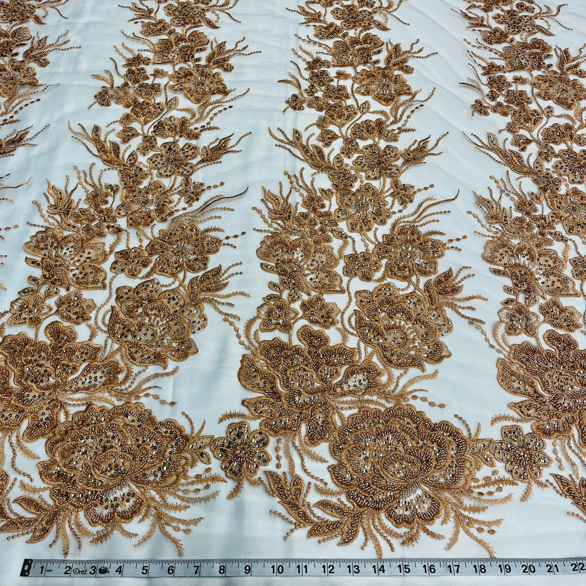 1 Yard Elegant Beaded Lace Fabric with Embroidery on 100% Polyester Net Mesh, GD-67313