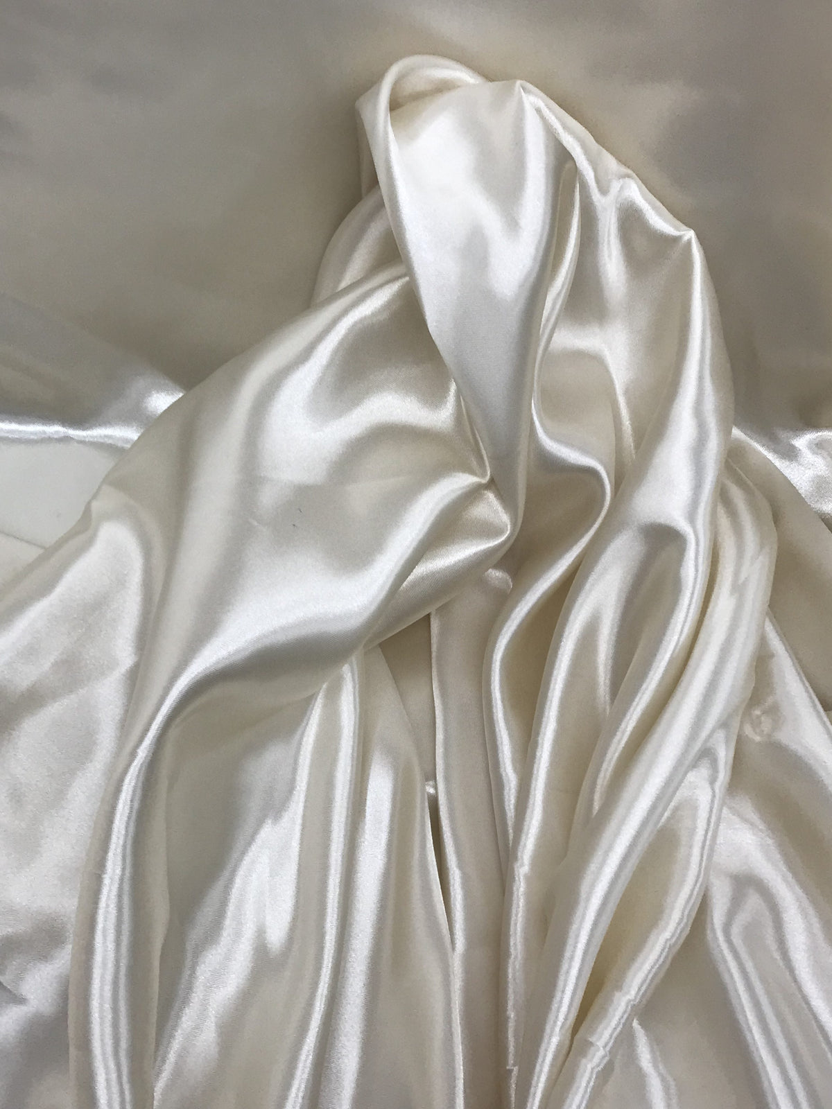Ivory Medium Satin Polyester Fabric - Ivory, 58"-60" Wide