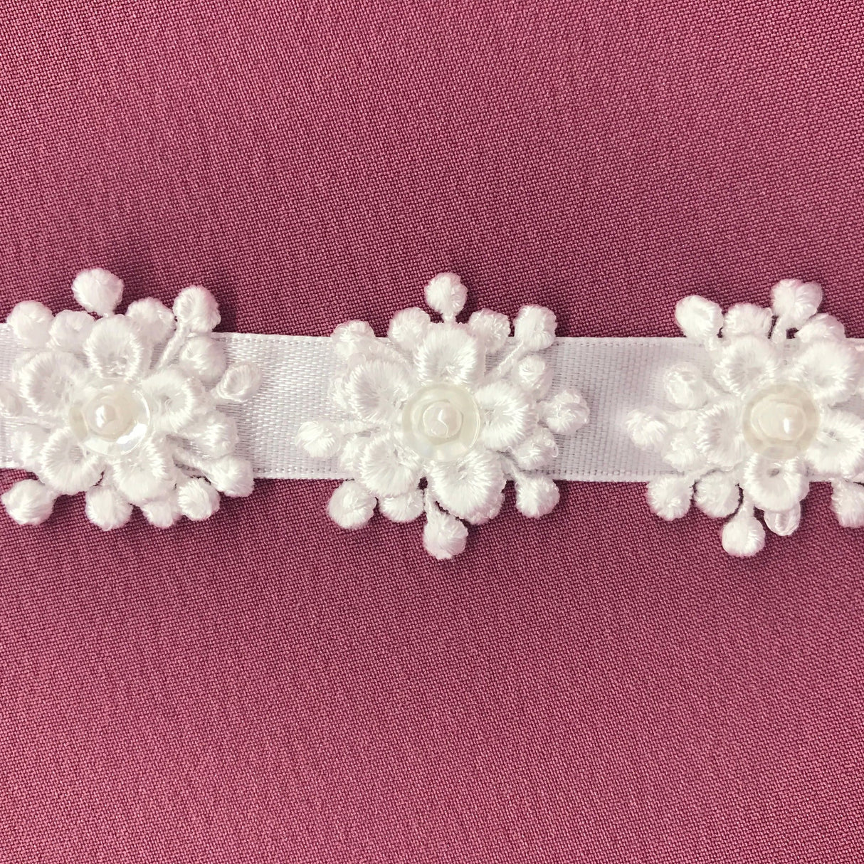 1 Yard Beaded 3D Guipure Floral Lace Trimming on Ribbon | 1" Wide | Elegant Trim for Bridal, Formal & Dancewear
