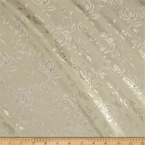 1 Yard Ivory Rose Floral Jacquard Satin 60/59? Width 100 Percent Polyester