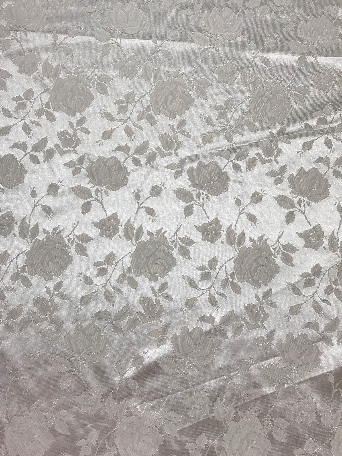 Ivory Jacquard Satin Fabric - Ivory, Reversible, 58"-60" Width (1 Yard)
