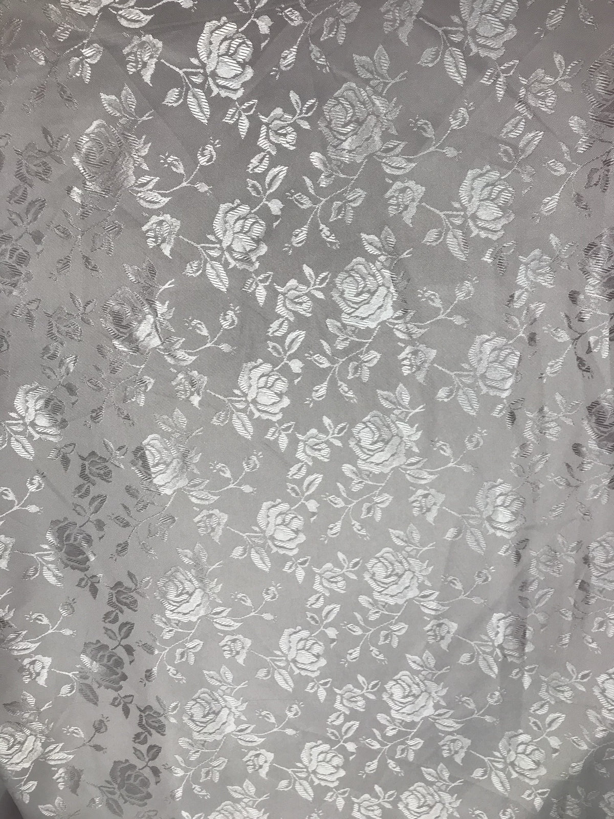 Silver Jacquard Satin Fabric - Silver, Reversible, 58"-60" Width (1 Yard)