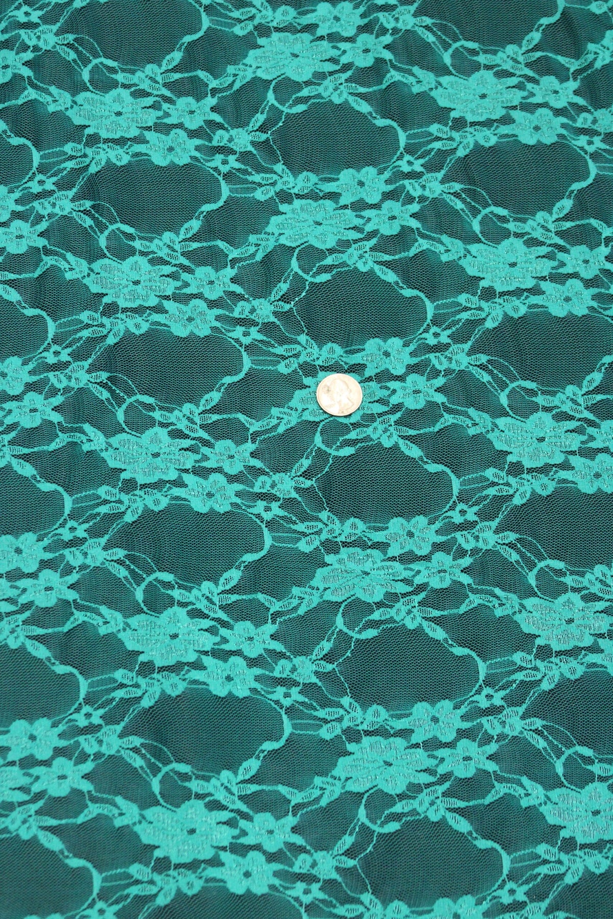 Jade Stretch Lace Nylon Spandex Fabric - Jade Floral Lace, 58/60" Width (1 Yard)