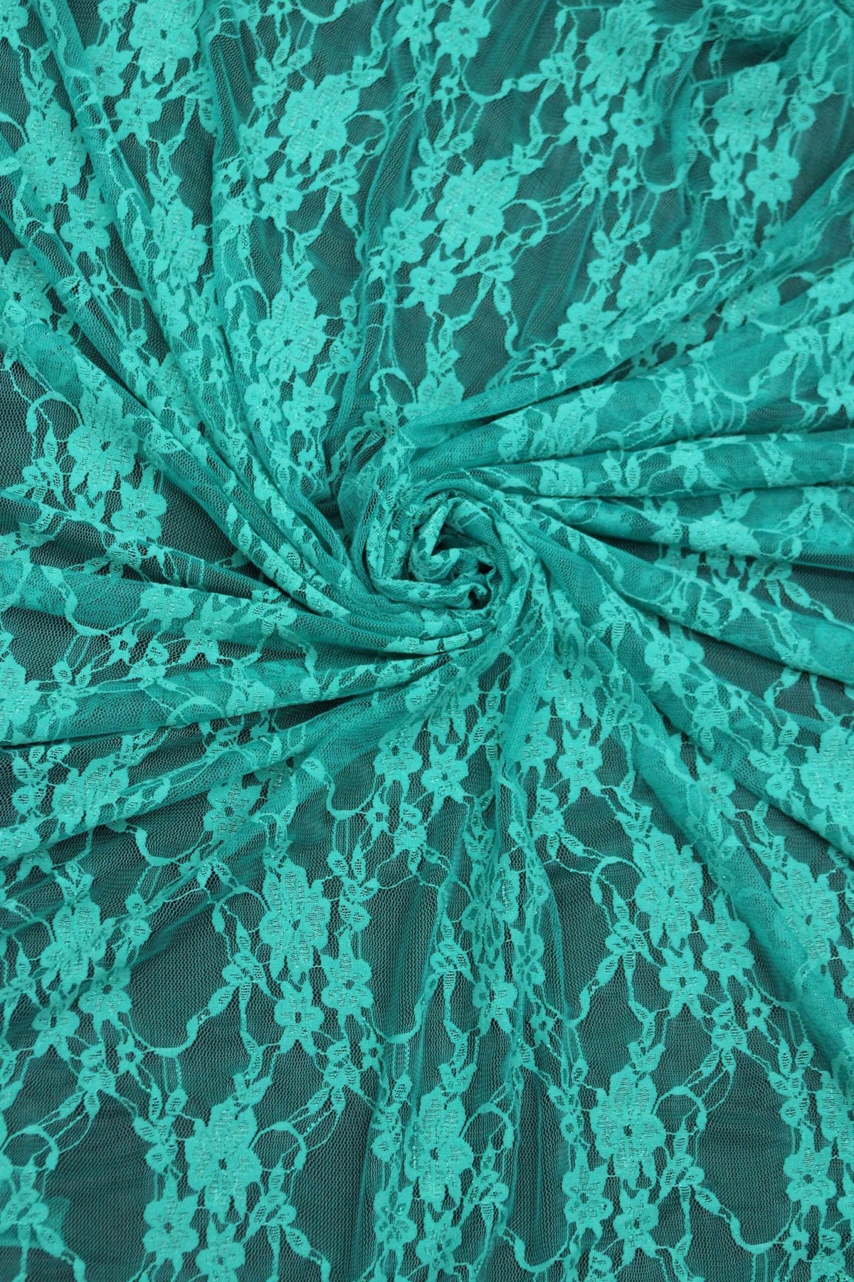 Jade Stretch Lace Nylon Spandex Fabric - Jade Floral Lace, 58/60" Width (1 Yard)