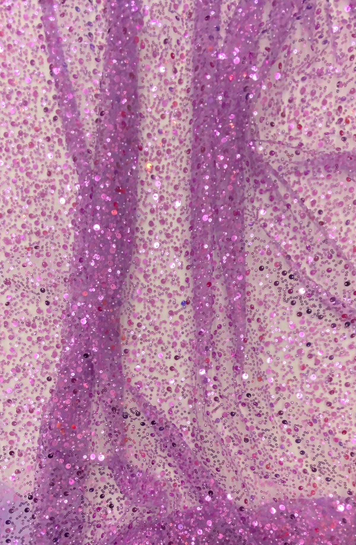 BPS Mesh Lace Polyester Fabric - Lilac Beads, Pearls, Sequins, 60" Width, 54" Design Width (1 Yard)