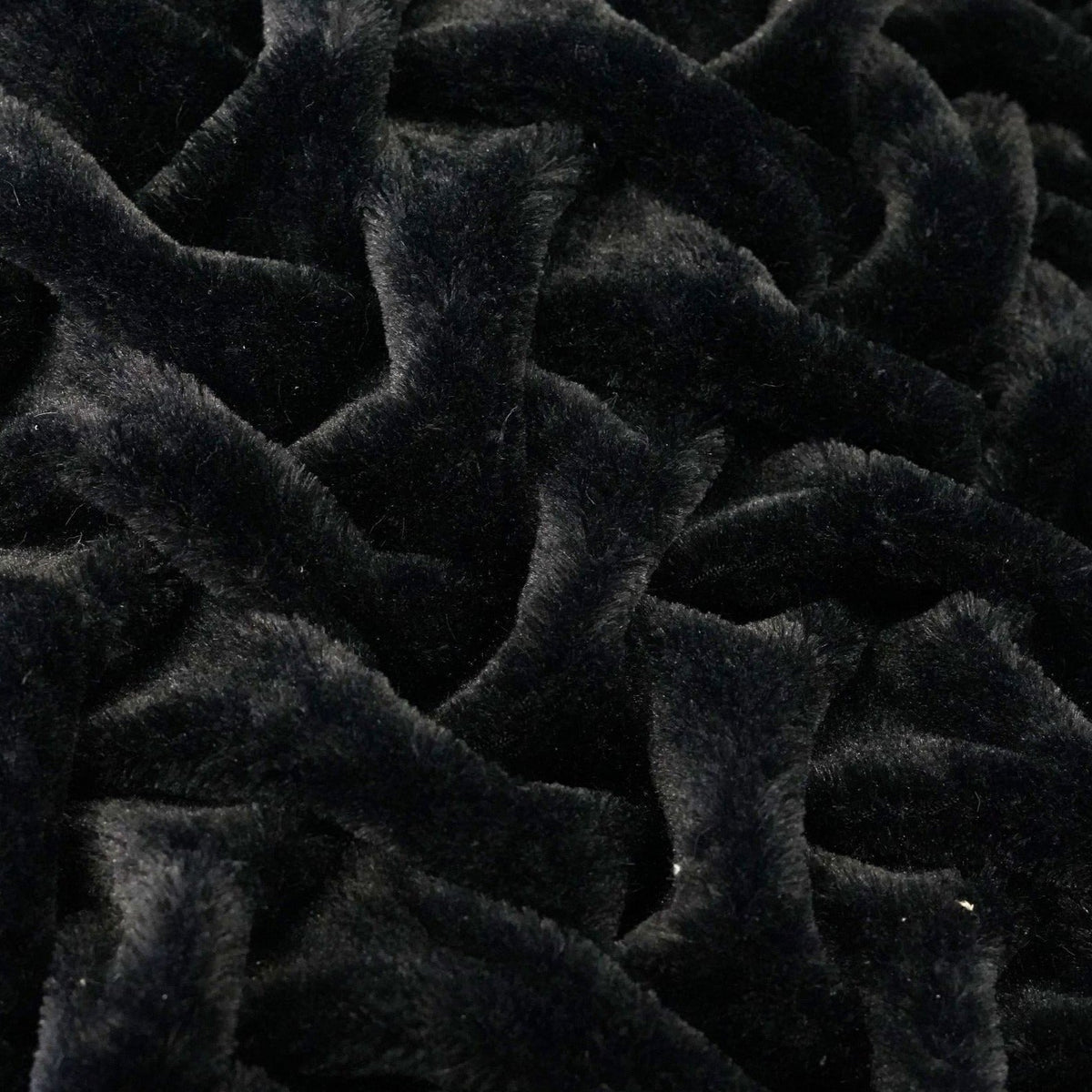 Braided Fluffy Faux Fur Chinchilla Blanket Luxurious Black Comforter & Bed Cover