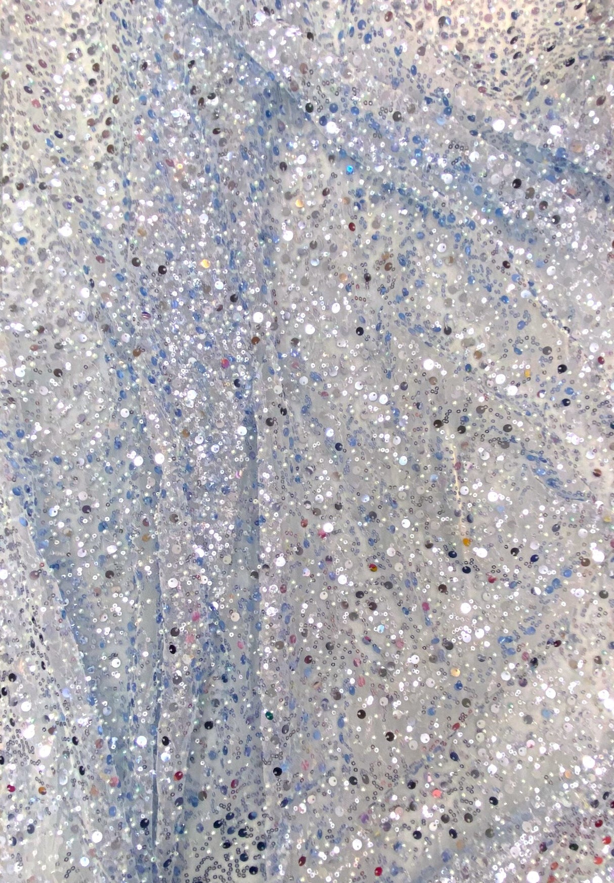 1 yard Light Blue Beaded Lace Fabric Mesh for Formal Dresses and Costumes 60'' Width