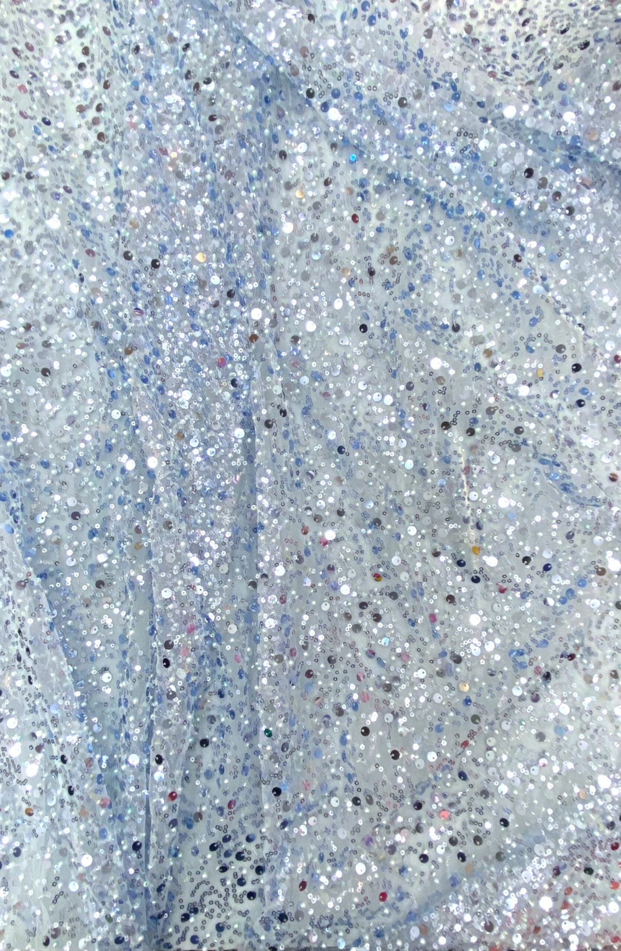 1 yard Light Blue Beaded Lace Fabric Mesh for Formal Dresses and Costumes 60'' Width