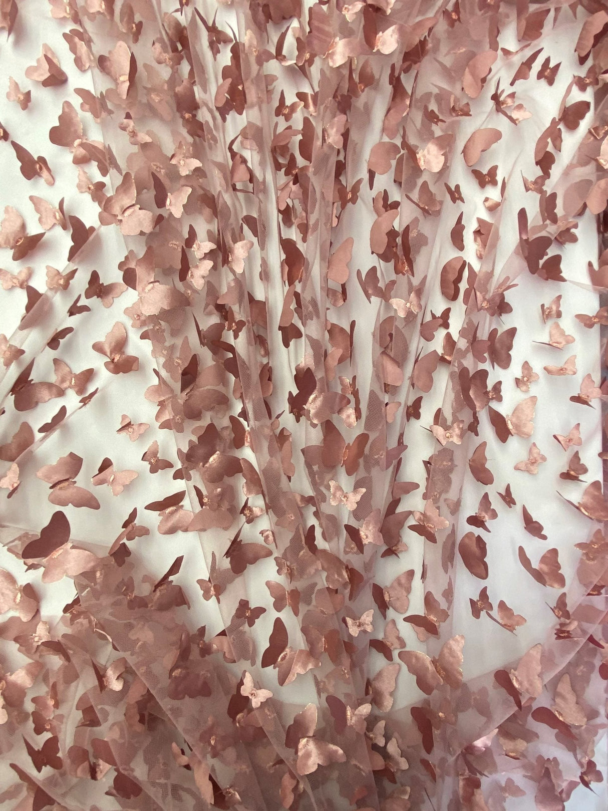 1 Yard Mauve 3D Satin Butterfly Mesh Fabric for Costumes, Dresses, and Decor Projects 54 Inch Wide