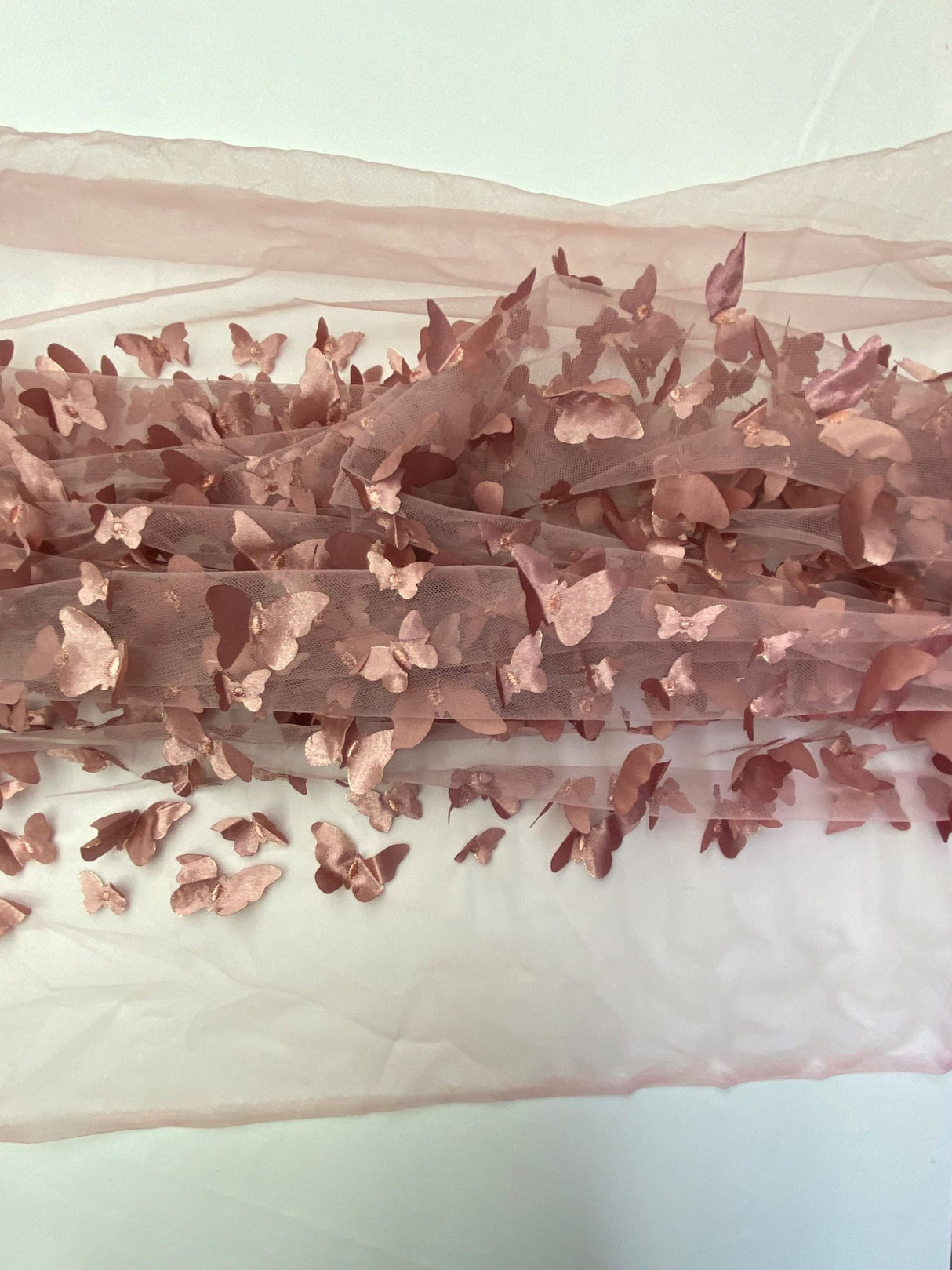1 Yard Mauve 3D Satin Butterfly Mesh Fabric for Costumes, Dresses, and Decor Projects 54 Inch Wide
