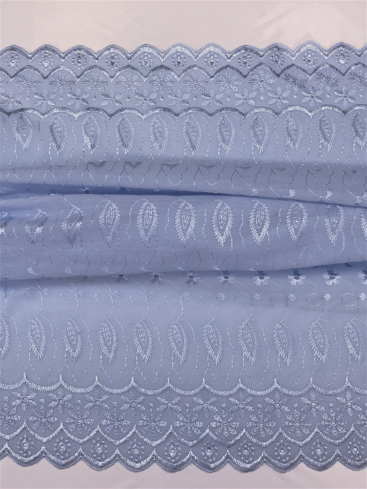 Baby Blue Medium Eyelet Polyester Cotton Fabric - Baby Blue, Solid, 41"- 42" Wide