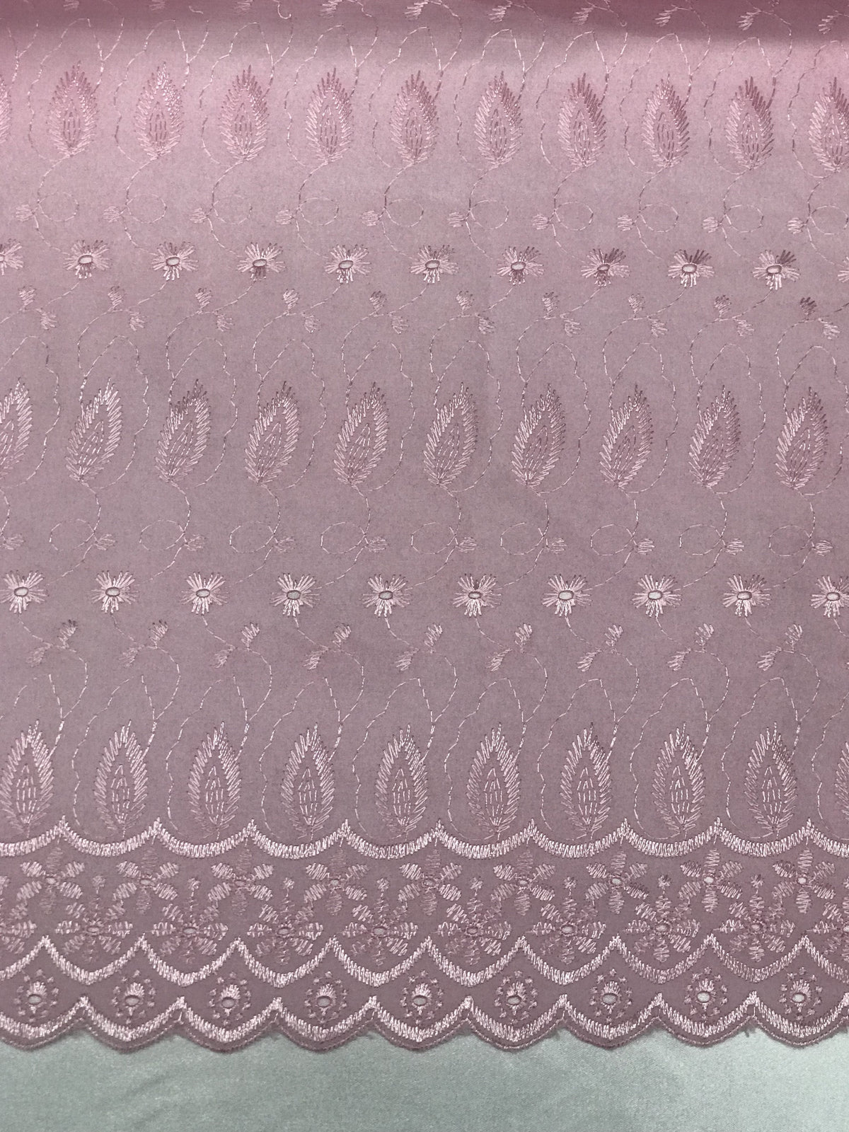 Pink Medium Eyelet Polyester Cotton Fabric - Pink, Small Eyelets, 41"-42" Width