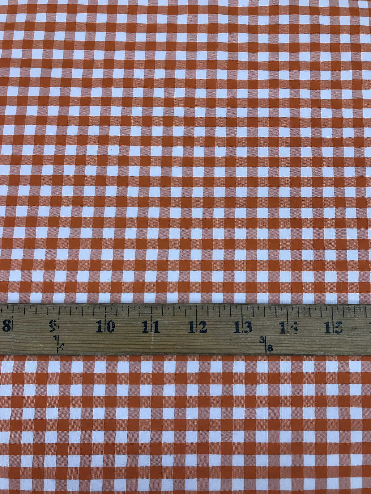 1/4" Orange Gingham Checkered Poly Cotton Fabric - Orange Gingham Checkered, 58/59" Width