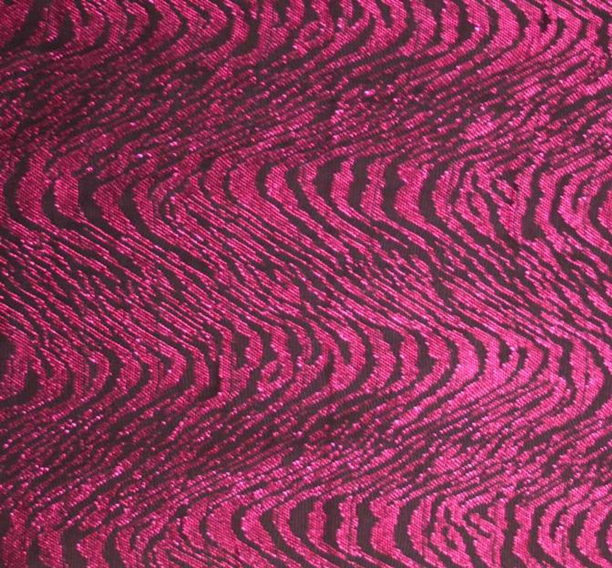 1 Yard Sheer Metallic Jacquard Black Fuchsia Knit Fabric 58 Inch Width