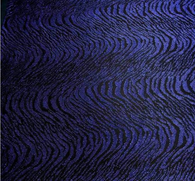Metallic Jacquard Swing Knit Polyester Nylon Fabric - Black/Royal Metallic Jacquard, 58/60" Width