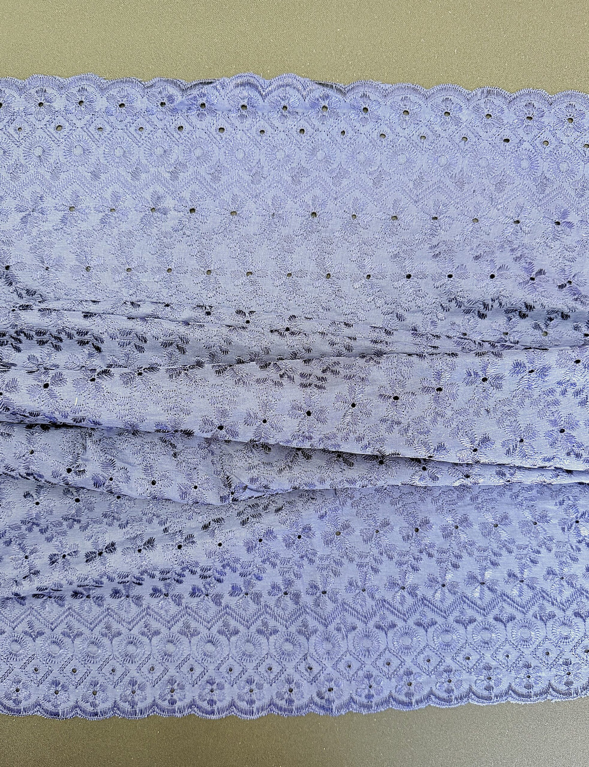 Heavy Eyelet Polyester Cotton Fabric - Navy Blue Floral Embroidery, 41"- 42" Width (1 Yard)