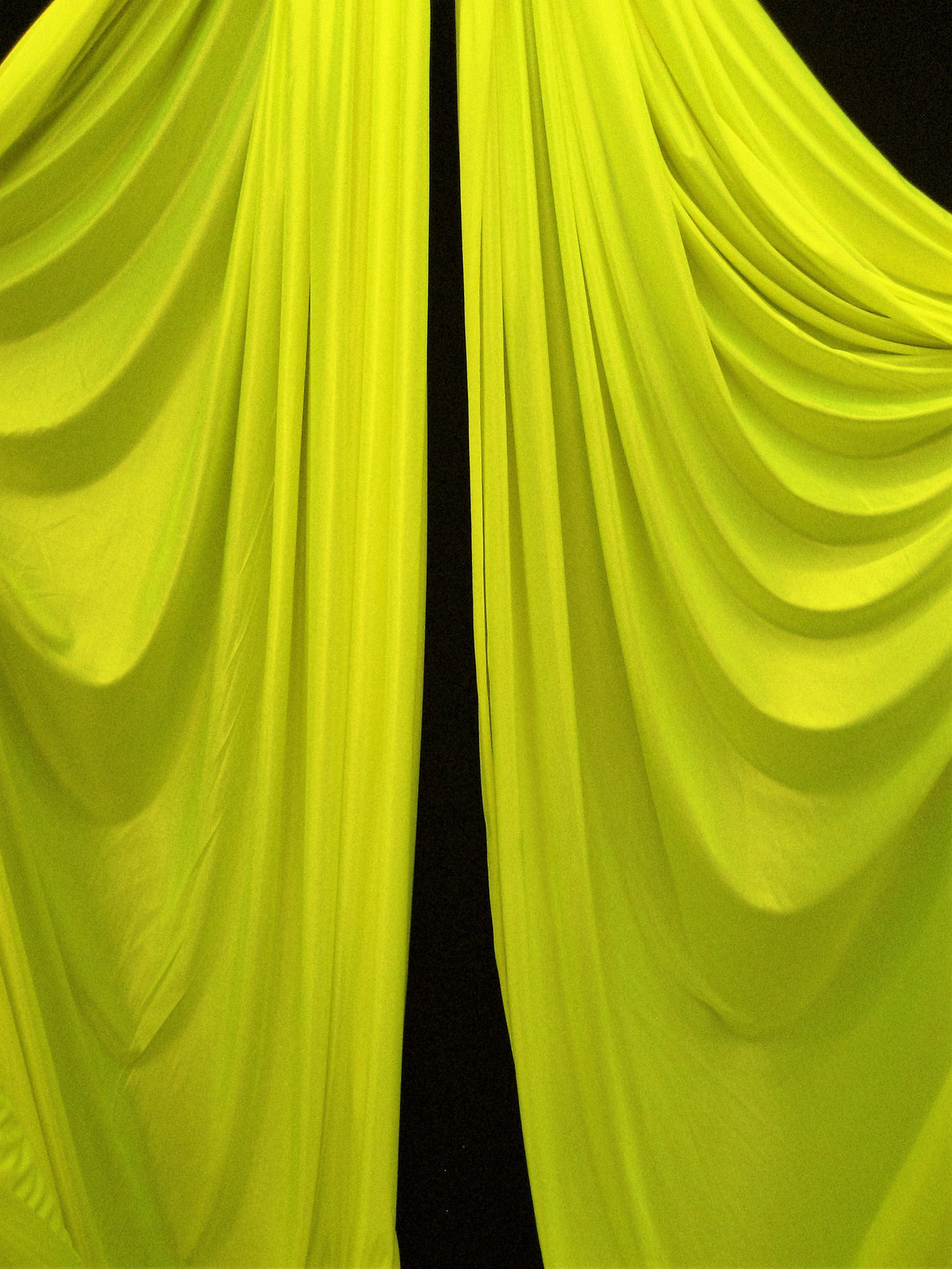 1 Yard Neon Yellow Tricot Fabric Low Stretch Polyester For Aerial Use Backdrops Crafts 108/120"