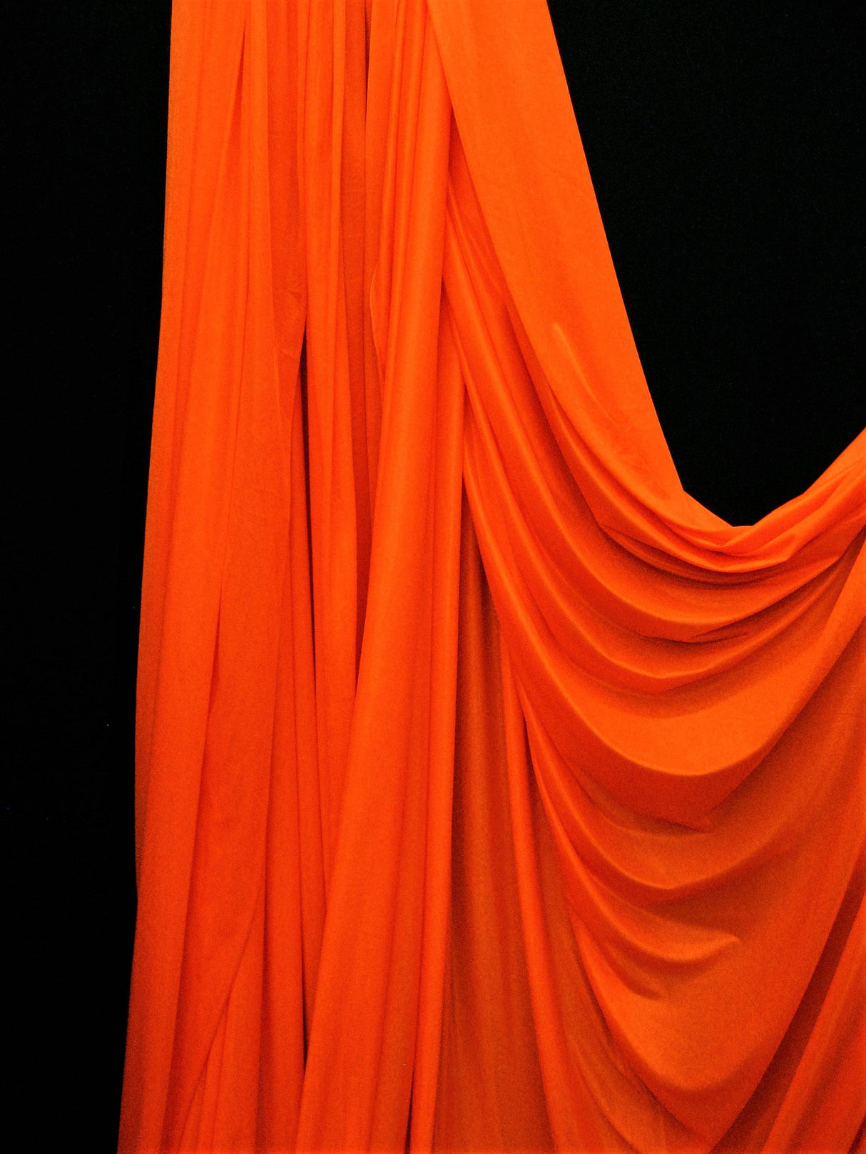 1 Yard Neon OrangeTricot Fabric Low Stretch Polyester For Aerial Use Backdrops Crafts 108/120 Inch wide