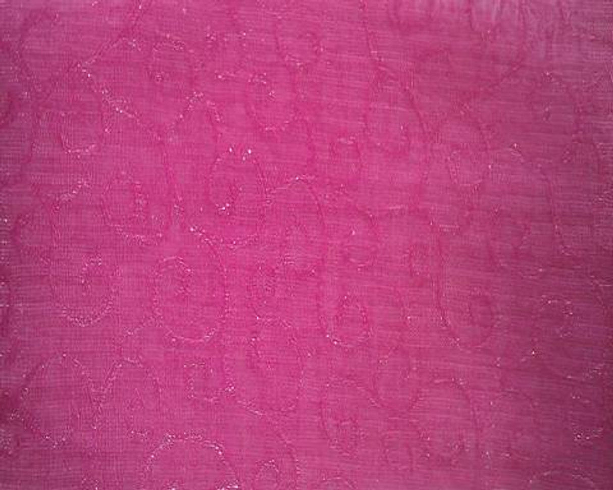 1 Yard Organza Jacquard Swirl Fuschia Fabric 57/58 Inches Wide