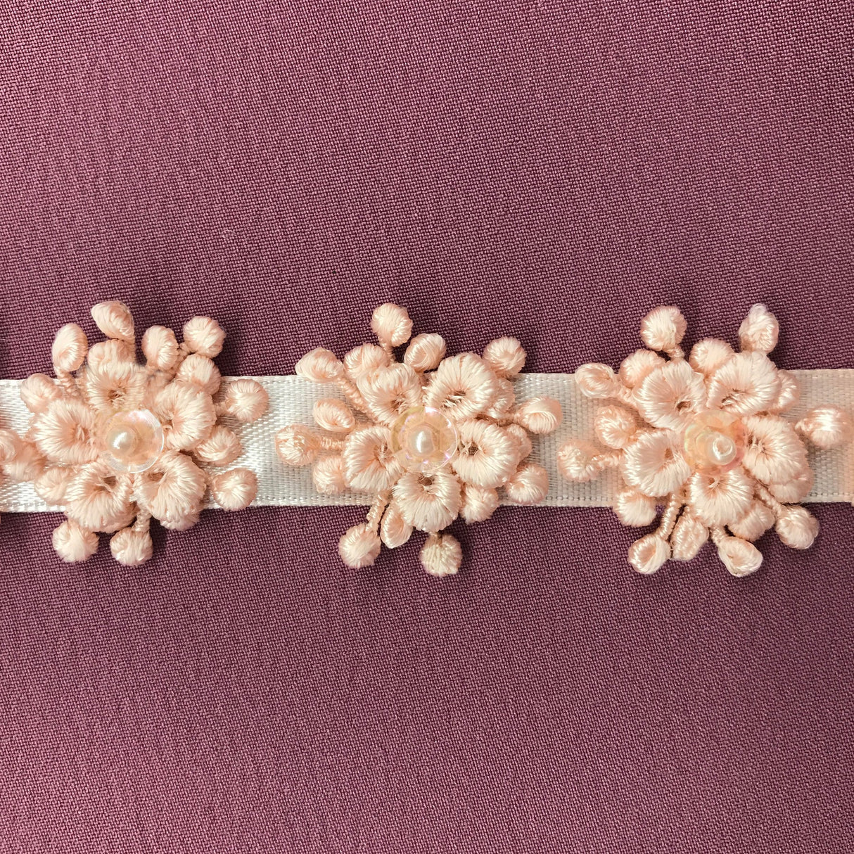 1 Yard Beaded 3D Guipure Floral Lace Trimming on Ribbon | 1" Wide | Elegant Trim for Bridal, Formal & Dancewear