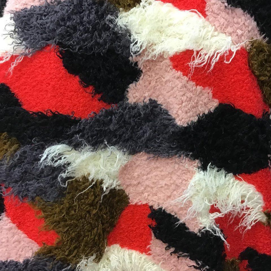 1 Yard Curly Multicolor Patchwork Long Pile Faux Fur Fabric