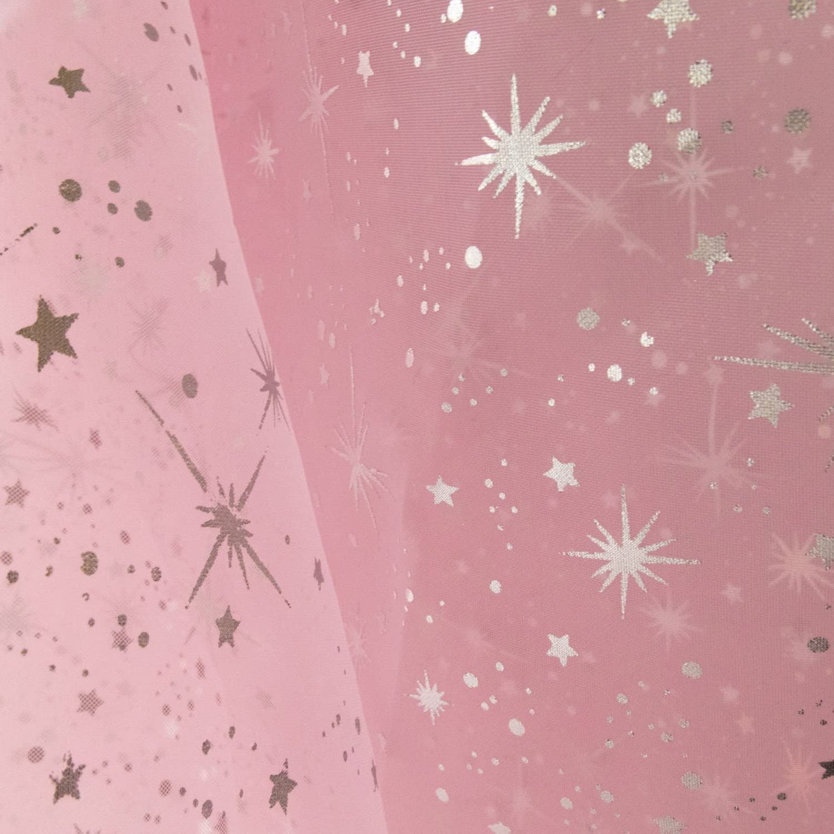 1 Yard Pink Star Bursts Sheer Organza Fabric 58/60" Wide