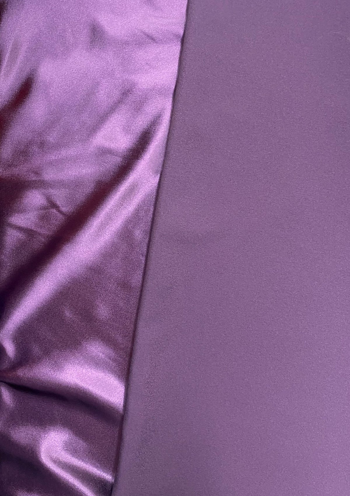 Crepe Satin Polyester Fabric - Plum, Shiny One Side Matte The Other, 58" Width (1 Yard)
