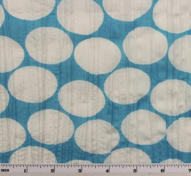 1 Yard Crinkled Voile Dot Print Blue/White Fabric, 48/50? Wide 100% Polyester