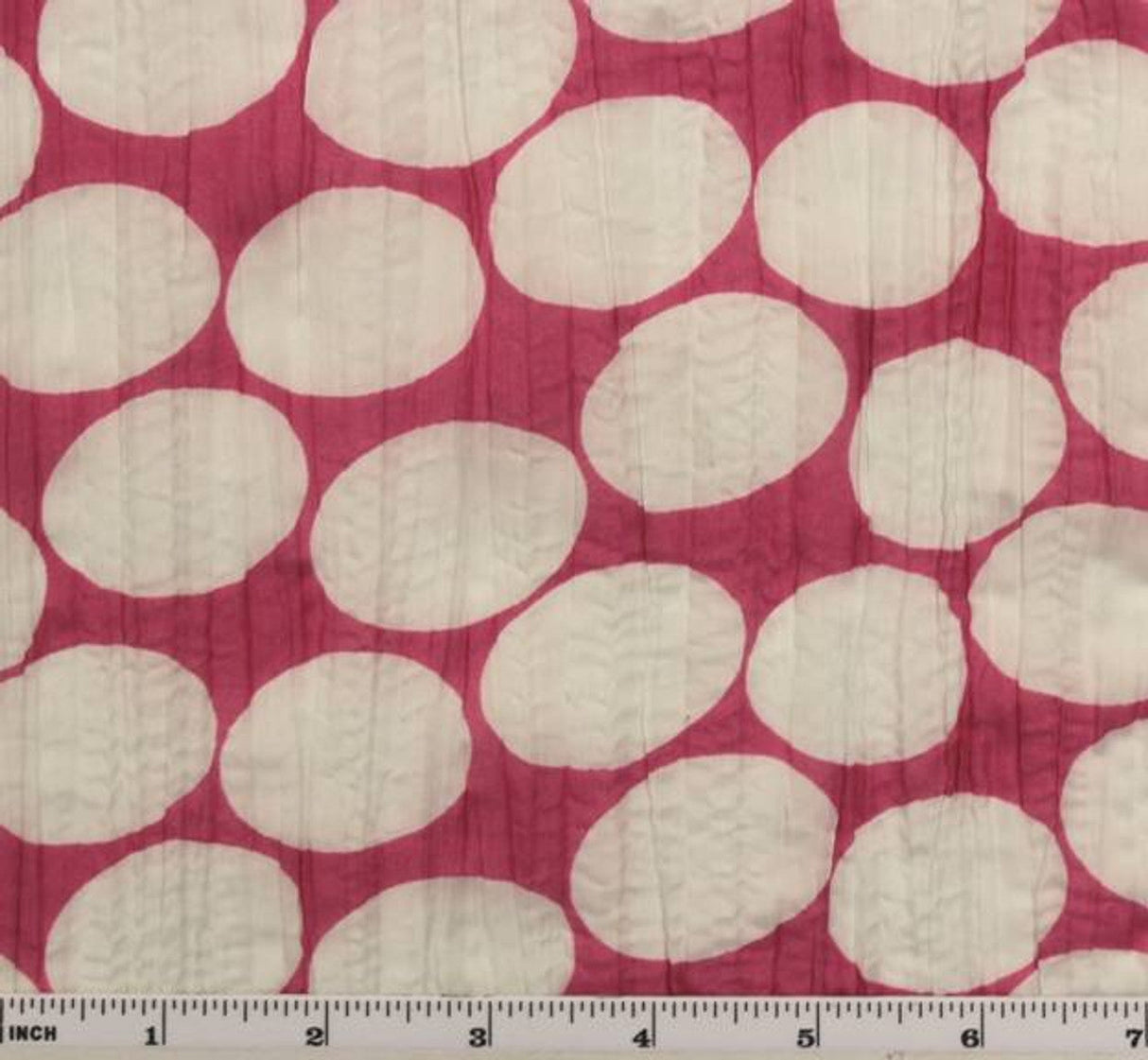 1 Yard Crinkled Voile Dot Print Fuschia/White Fabric, 48/50? Wide 100% Polyester